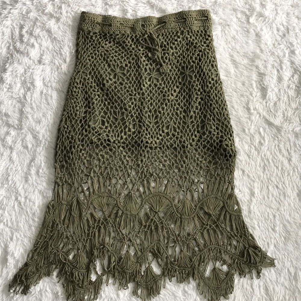 Pol Knit Boho Green Skirt